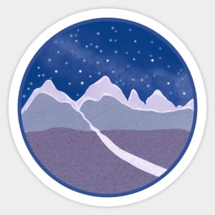 Mountain by night, landscape sticker Sticker